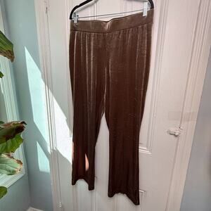 Isaac Mizrahi Live! Velour Pants Womens M Petite Elastic Waist Pull-on Brown